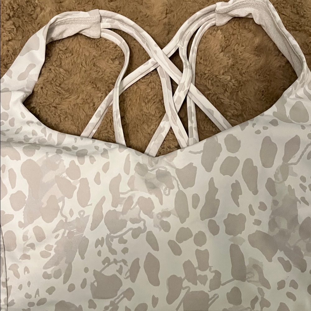 Lululemon Athletica White Patterned Sports Bra 12 - Picture 2 of 5